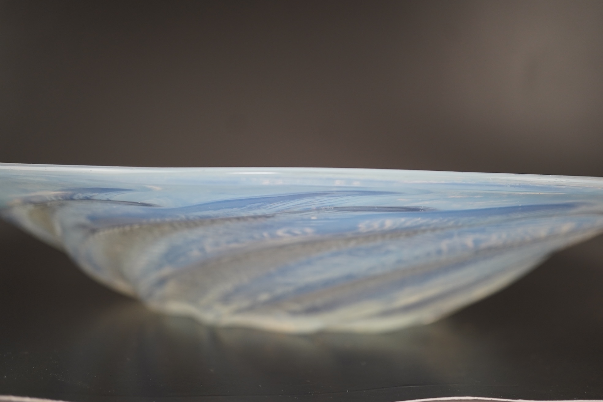 René Lalique: A 'Poissons' opalescent glass shallow bowl